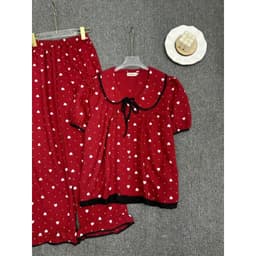 Đồ bộ pijama LIMO chất Đũi cotton Hàn bigsize đồ ngủ mặc nhà cột nơ xinh mềm mịn mát MS483 Top Women 5