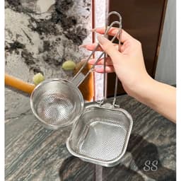 Set 2 Chiếc Rổ Nhúng Lẩu Inox 304 Có Quai Gài Tay Cầm Tiện Lợi vuông 12cm, tròn 10cm em.shoppp 4