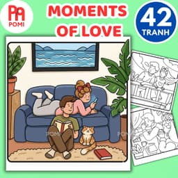 Tranh Tô Màu Cặp Đôi Khoảnh Khắc Tình Yêu Moments of love - Tranh tô màu Thư Giãn Và Giải Tỏa Căng Thẳng - POMI 1