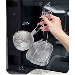 Set 2 Chiếc Rổ Nhúng Lẩu Inox 304 Có Quai Gài Tay Cầm Tiện Lợi vuông 12cm, tròn 10cm em.shoppp 3