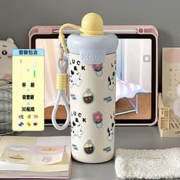 Bình nước giữ nhiệt XCUP 500ml có nắp chống tràn và nắp bịt ống hút, thiết kế quai xách tiện lợi khi mang đi học, đi làm 6