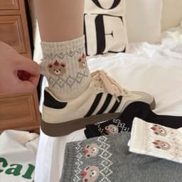 Tất Nữ Cổ Cao Chất Cotton Mềm Mại Hoạ Tiết Gấu Thổ Cẩm Siêu Xinh 4