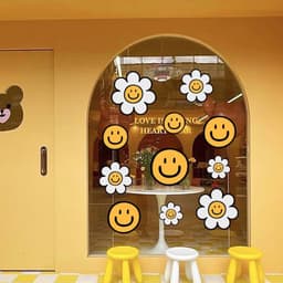 Nhãn dán cửa kính hoa Cửa sổ chống nước Clings Thiết kế cầu vồng Đề can cửa sổ 5