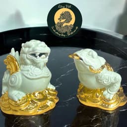 Cóc Tỳ Gốm Xanh Ngọc Dát Vàng RỒNG VIỆT- Biểu Tượng Phong Thủy Thiềm Thừ và Tỳ Hưu chiêu tài hút lộc 1