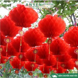 Combo 10 Đèn lồng đỏ Nilon chữ Phúc treo trang trí Lễ Tết - đèn lồng ni lông chống thấm nước treo lễ hội Trung Thu 1