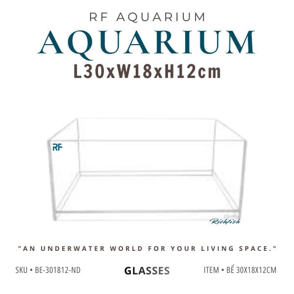 Bể Nâng Đáy Kích Thước 30x18x12cm Dáng Shallow Tank Dán Dấu Keo Mài Cạnh Vi Tính | RF Aquarium