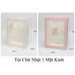 COMBO SỈ TẶNG THIỆP CÀI -10/20/50 TÚI GIẤY ĐỰNG HOA 1 MẶT KÍNH 25X35X15CM – SET TÚI QUÀ CAO CẤP 4