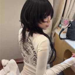 Áo thun dài tay in hình chữ thập phong cách retro Mỹ dành cho nữ mùa thu đông mới đáy thiết k 8