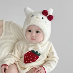 Mũ Trẻ Em Mùa Thu Đông Ấm Áp Bảo Vệ Tai Mũ Len Dệt Kim Cho Bé Gái Mũ Len Bảo Vệ Tai Hoạt Hình Dễ 1