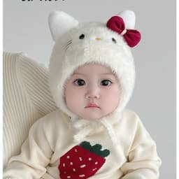 Mũ Trẻ Em Mùa Thu Đông Ấm Áp Bảo Vệ Tai Mũ Len Dệt Kim Cho Bé Gái Mũ Len Bảo Vệ Tai Hoạt Hình Dễ 3