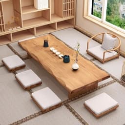 Bộ và ghế gỗ nguyên khối Nhật Bản, tatami, Kung Fu, sàn, bàn trà dài phong cách Zen thấp 3