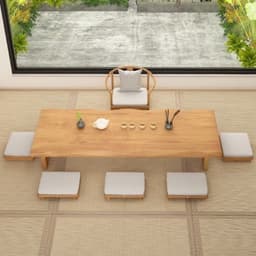 Bộ và ghế gỗ nguyên khối Nhật Bản, tatami, Kung Fu, sàn, bàn trà dài phong cách Zen thấp 4