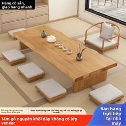 Bộ và ghế gỗ nguyên khối Nhật Bản, tatami, Kung Fu, sàn, bàn trà dài phong cách Zen thấp 2