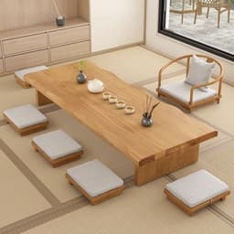 Bộ và ghế gỗ nguyên khối Nhật Bản, tatami, Kung Fu, sàn, bàn trà dài phong cách Zen thấp 7