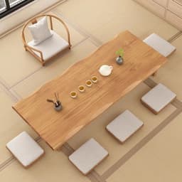 Bộ và ghế gỗ nguyên khối Nhật Bản, tatami, Kung Fu, sàn, bàn trà dài phong cách Zen thấp 6