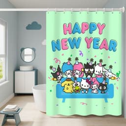 Sanrio Họ Kuromi Phòng Tắm Rèm Tắm Nhà Vệ Sinh Chống Thấm Nước Đục Lỗ Không Nấm Mốc Chống Dày Tắm Phân Vùng Treo Rèm 2