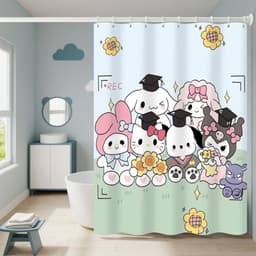Sanrio Họ Kuromi Phòng Tắm Rèm Tắm Nhà Vệ Sinh Chống Thấm Nước Đục Lỗ Không Nấm Mốc Chống Dày Tắm Phân Vùng Treo Rèm 3