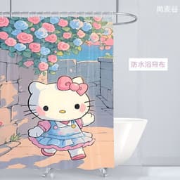 Rèm Tắm Vải Chống Thấm Nước Phòng Tắm Không Đục Lỗ Phòng Tắm Vệ Sinh Tắm Phân Vùng Nhà Vệ Sinh Dễ Thương HelloKitty Cat 4