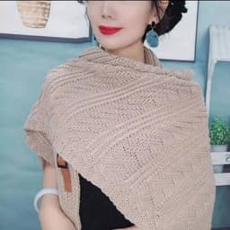 Khăn choàng len dệt kim xuân thu phong cách Hàn Quốc có khóa thắt lưng hình tam giác khăn choàng 8