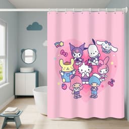 Sanrio Họ Kuromi Phòng Tắm Rèm Tắm Nhà Vệ Sinh Chống Thấm Nước Đục Lỗ Không Nấm Mốc Chống Dày Tắm Phân Vùng Treo Rèm 5
