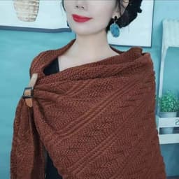 Khăn choàng len dệt kim xuân thu phong cách Hàn Quốc có khóa thắt lưng hình tam giác khăn choàng 9