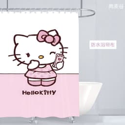 Rèm Tắm Vải Chống Thấm Nước Phòng Tắm Không Đục Lỗ Phòng Tắm Vệ Sinh Tắm Phân Vùng Nhà Vệ Sinh Dễ Thương HelloKitty Cat 2