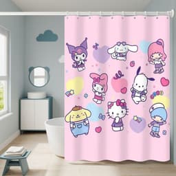 Sanrio Họ Kuromi Phòng Tắm Rèm Tắm Nhà Vệ Sinh Chống Thấm Nước Đục Lỗ Không Nấm Mốc Chống Dày Tắm Phân Vùng Treo Rèm 4