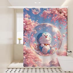 Hoạt Hình Doremon Tắm Màn Phòng Tắm Rèm Vải Chống Thấm Nước Vệ Sinh Không Rỉ Vách Ngăn Rèm Tắm 4