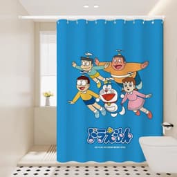 Hoạt Hình Doremon Tắm Màn Phòng Tắm Rèm Vải Chống Thấm Nước Vệ Sinh Không Rỉ Vách Ngăn Rèm Tắm 6