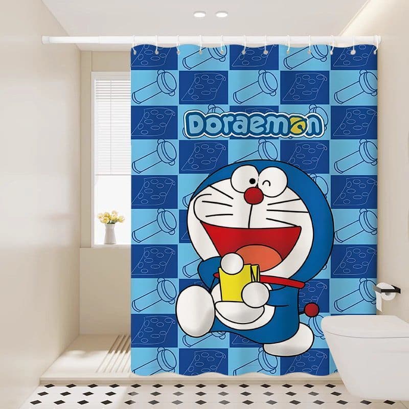 Hoạt Hình Doremon Tắm Màn Phòng Tắm Rèm Vải Chống Thấm Nước Vệ Sinh Không Rỉ Vách Ngăn Rèm Tắm