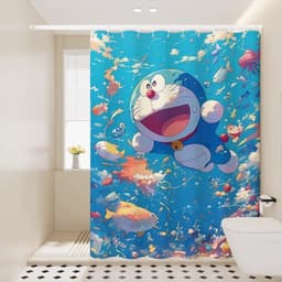 Hoạt Hình Doremon Tắm Màn Phòng Tắm Rèm Vải Chống Thấm Nước Vệ Sinh Không Rỉ Vách Ngăn Rèm Tắm 2