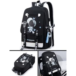 Balo in hình PHI HÀNH GIA cấp 2 cấp 3 đi học vải chống nước thời trang FASHION nhiều ngăn đựng laptop 15.6 inch 8