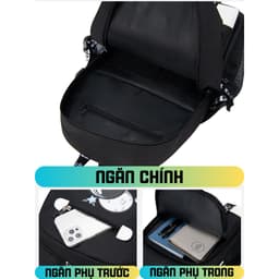 Balo in hình PHI HÀNH GIA cấp 2 cấp 3 đi học vải chống nước thời trang FASHION nhiều ngăn đựng laptop 15.6 inch 7