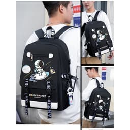 Balo in hình PHI HÀNH GIA cấp 2 cấp 3 đi học vải chống nước thời trang FASHION nhiều ngăn đựng laptop 15.6 inch 4