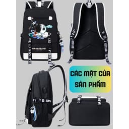 Balo in hình PHI HÀNH GIA cấp 2 cấp 3 đi học vải chống nước thời trang FASHION nhiều ngăn đựng laptop 15.6 inch 3
