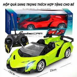Siêu xe Lambo điều khiển từ xa 4 chiều có đèn sáng,chạy nhanh khỏe với 4pin 6