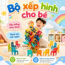 Bộ xếp hình ghế nhựa cho bé giúp phá triển tư duy và khéo tay, Đồ chơi phát triển trí não cho bé 1