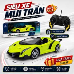Siêu xe Lambo điều khiển từ xa 4 chiều có đèn sáng,chạy nhanh khỏe với 4pin 1