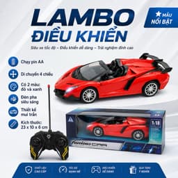 Siêu xe Lambo điều khiển từ xa 4 chiều có đèn sáng,chạy nhanh khỏe với 4pin 2