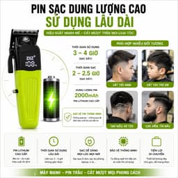 Tông Đơ Cắt Tóc Không Dây F22 Màn Hình LED Pin Trâu 2000mAh Kèm Bộ Cữ Chuyên Nghiệp 6