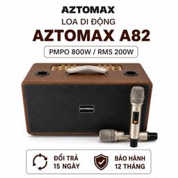 Loa Karaoke Bluetooth AZTOMAX A82 Công Suất RMS 200W PMPO 800W Kèm 2 Micro Không Dây Pin Sạc Dung Lượng Lớn 1