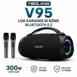LOA KARAOKE BLUETOOTH YIBOLANG V95 300W KÈM 2 MICRO KHÔNG DÂY - PIN 24000mAh - LOA XÁCH TAY NGHE NHẠC HÁT KARAOKE 1