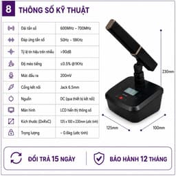 Mic Hội Nghị Không Dây AZTOMAX 301C Thanh Vuông - Micro Hội Thảo Chuyên Nghiệp Thu Âm Rõ Nét Jack 6.5mm Tần Số 600-700 8
