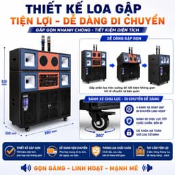 Loa Gập AAR LX8830 Công Suất 400W-1000W, 2 Bass 40cm, Kèm 2 Micro Không Dây, Bluetooth, Pin Lithium 12.8V, Loa Karaoke 7