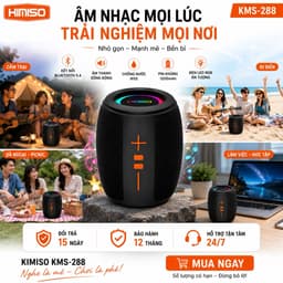 Loa Bluetooth Kimiso KMS-288 Mini 5W Chống Nước IPX5 Đèn LED RGB Bluetooth 5.4 Pin 1200mAh Cổng USB-C 8