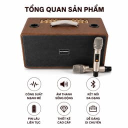 Loa Karaoke Bluetooth AZTOMAX A82 Công Suất RMS 200W PMPO 800W Kèm 2 Micro Không Dây Pin Sạc Dung Lượng Lớn 2