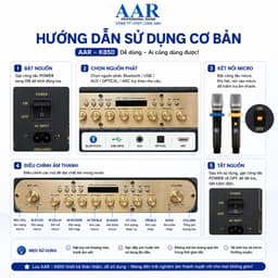 Loa Karaoke Xách Tay AAR K850 300W Kèm 2 Micro Không Dây UHF - Bluetooth 5.0, Pin Sạc, Hỗ Trợ USB/AUX/HDMI ARC 5