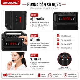 Loa Trợ Giảng Không Dây ZANSONG M18 Kèm Micro Đeo Đầu UHF - Bluetooth USB TF AUX - Pin 6000mAh - Loa Giảng Dạy, Bán Hàng 5