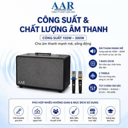 Loa Karaoke Xách Tay AAR K850 300W Kèm 2 Micro Không Dây UHF - Bluetooth 5.0, Pin Sạc, Hỗ Trợ USB/AUX/HDMI ARC 3