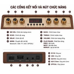 Loa Karaoke Bluetooth AZTOMAX A82 Công Suất RMS 200W PMPO 800W Kèm 2 Micro Không Dây Pin Sạc Dung Lượng Lớn 7